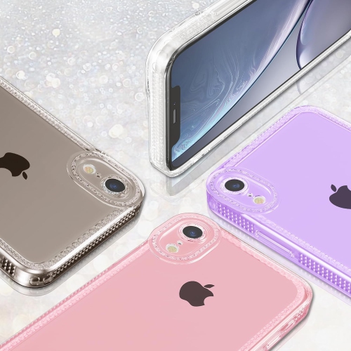 Designed for iPhone XR 6.1 inch,Sparkly Cute Clear Case for Women Girls,Glitter Bling Flexible Soft TPU