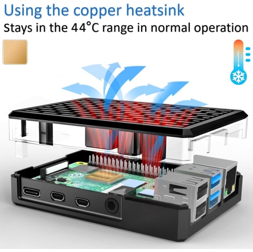 Boîtier en aluminium Raspberry pi 4, boîtier en métal Raspberry pi 4 modèle B, boîtier blindé en alliage pi 4 avec colonne de refroidissement