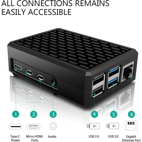 Boîtier en aluminium Raspberry pi 4, boîtier en métal Raspberry pi 4 modèle B, boîtier blindé en alliage pi 4 avec colonne de refroidissement