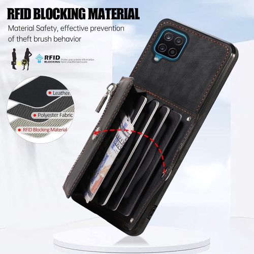 Phone Case for Samsung Galaxy A12/M12 Wallet Cover with Tempered Glass Screen Protector Wrist Crossbody Strap Shoulder