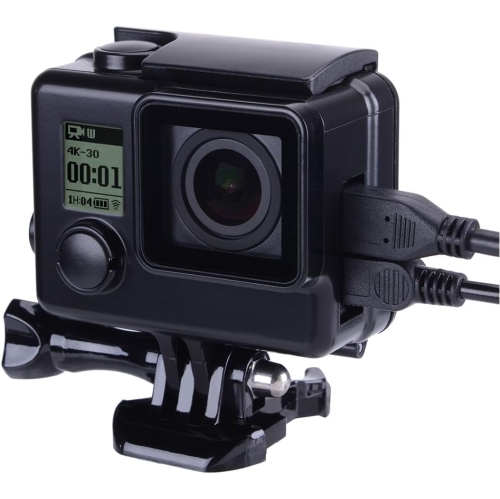 Protective case Black Charging case Wire Connectable Skeleton Protective Side Open Housing case for GoPro Hero 4