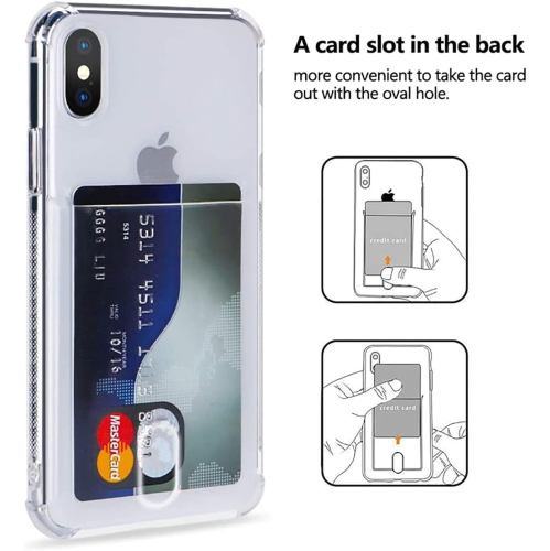 Compatible with Galaxy A21 6.5"(Not Fit Galaxy A21S), Clear Card Case, Slim Fit Protective Soft TPU