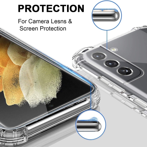 FJCases Shockproof Clear Soft Flexible Case Cover with Bumper Corners for Samsung Galaxy S21 5G