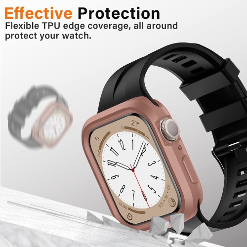 Compatible with Apple Watch Case Series 9/8/7 45mm Series 6/5/4/SE 44mm, Slim Flexible TPU Shockproof Bumper