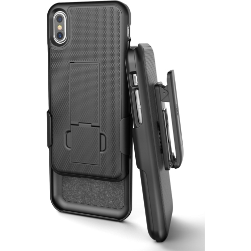 iPhone Xs Max Belt Clip Holster Case, Ultra Slim Rubberized Grip Thin Fit Protective Hard Cover