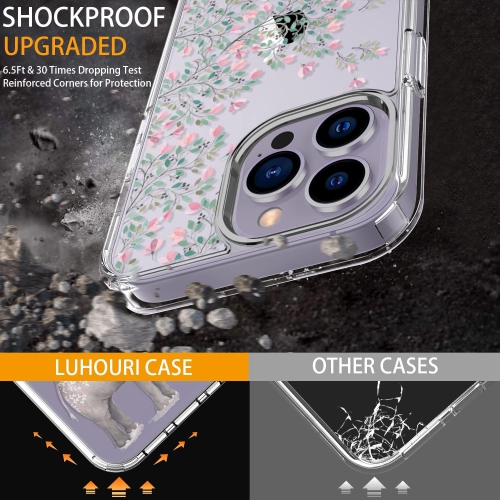 iPhone 14 Pro Case with Screen Protector,Clear Cover with Fashion Cute Designs for Women Girls,Slim Fit Durable