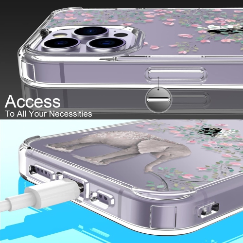 iPhone 14 Pro Case with Screen Protector,Clear Cover with Fashion Cute Designs for Women Girls,Slim Fit Durable