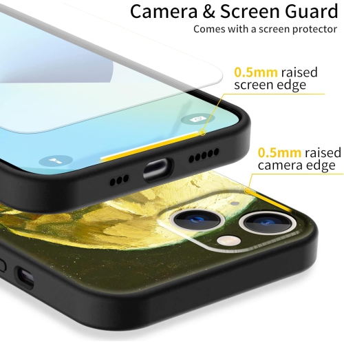 Compatible avec l'étui en silicone Cute Art 13 de iPhone avec symbole élégant et stylisé Graffiti avec écran