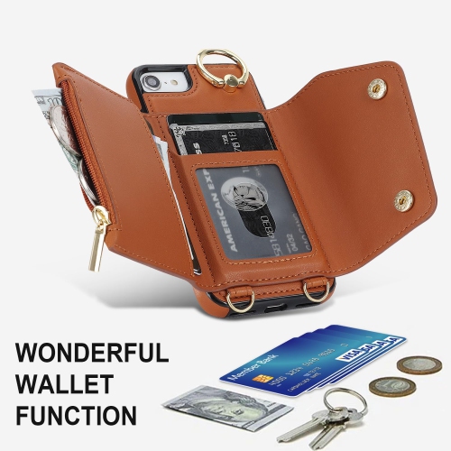 iPhone 8 Crossbody Case iPhone 7 Crossbody Case iPhone SE Crossbody Case, Lanyard Case with Card Holder Wallet