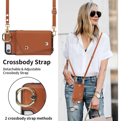 iPhone 8 Crossbody Case iPhone 7 Crossbody Case iPhone SE Crossbody Case, Lanyard Case with Card Holder Wallet