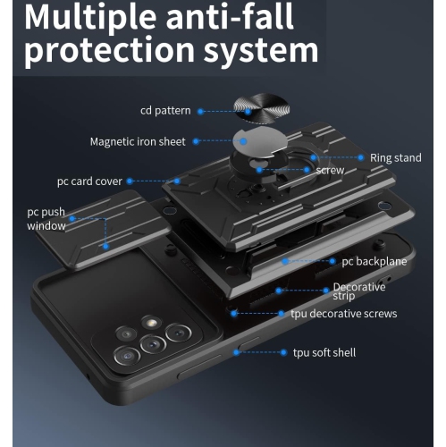 Case for Samsung Galaxy A23 4G/5G with Card Holder, Heavy Duty Protection Phone Case with Magnetic Ring