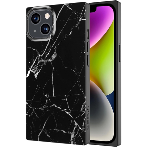 Square Case Compatible with iPhone 14 Plus - Slim, Glossy, Natural Patterns, Timeless Marble, Easy to Hold,