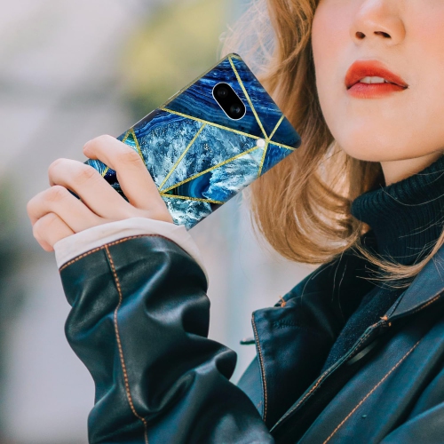 - Google Pixel 7A Case, Pixel 7A 5G Case - Geometric Marble Blue Design Printed Cute Slim & Sleek Hard Plastic