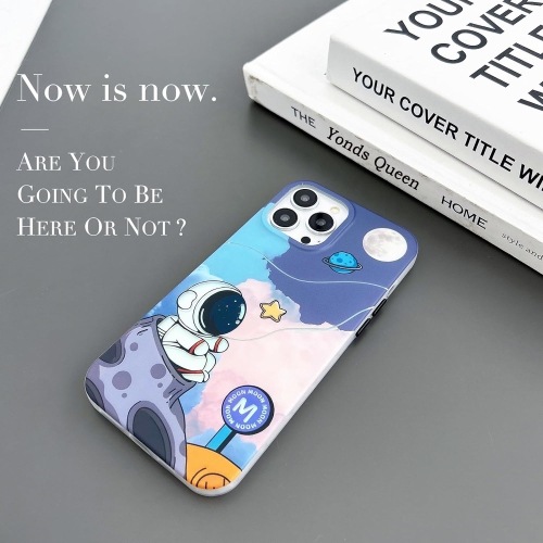 for iPhone 14 Pro Cute Case, Cool Cartoon Astronaut Space Moon Planet Laser Glitter Bling Design Stylish