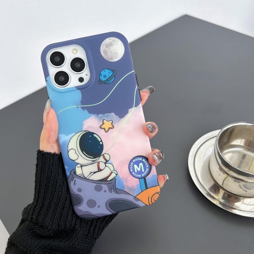 for iPhone 14 Pro Cute Case, Cool Cartoon Astronaut Space Moon Planet Laser Glitter Bling Design Stylish