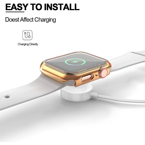 Watch Case Compatible with Apple Watch Cover Case Series SE/6/5/4/3 with Glass Screen Protector All Around Hard PC Case