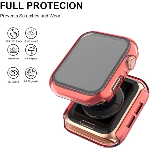 Watch Case Compatible with Apple Watch Cover Case Series SE/6/5/4/3 with Glass Screen Protector All Around Hard PC Case