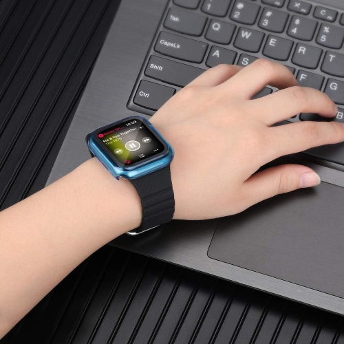 Watch Case Compatible with Apple Watch Cover Case Series SE/6/5/4/3 with Glass Screen Protector All Around Hard PC Case