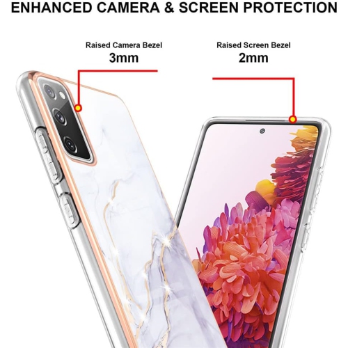 Compatible with Samsung Galaxy S20 FE Case for Women Girls Cute Marble Designs Luxury Slim Sturdy Bumper