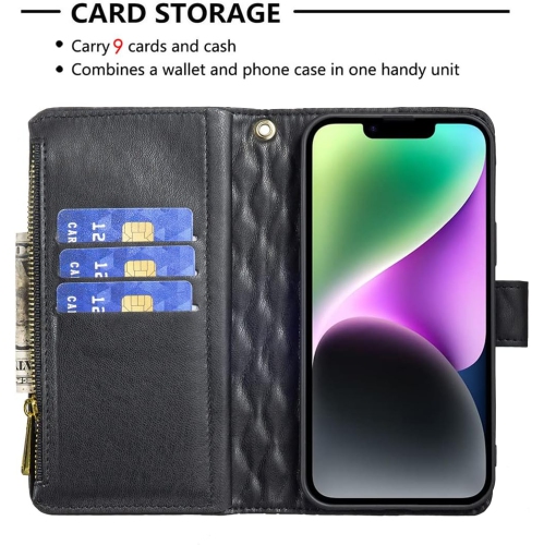 Phone Case for iPhone 14 Plus 6.7 inch Wallet Cover with Tempered Glass Screen Protector and Flip Credit Card
