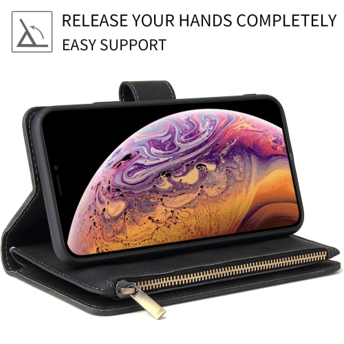 Wallet Case for Samsung Galaxy A14 5G, Zipper Pocket Premium PU Leather Card Holder Slots with Kickstand