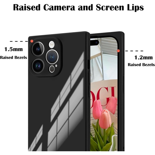 for iPhone 15 Pro Square Case for Women Soft TPU Edge - Support Wireless Charging & Full Lens Protection - Slim