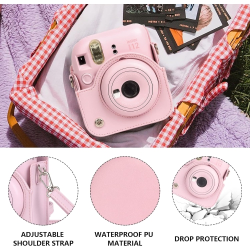 Étui de protection pour appareil photo Instax Mini 12 de Fujifilm, étui en cuir de polyuréthane pour Instax Mini 12 avec 64 pochettes Mini photo