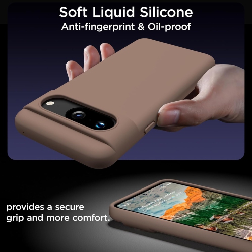 Compatible avec l'étui pour Pixel 8, l'étui en silicone liquide, le couvercle de protection antichoc pour tout le corps,[microfibre douce