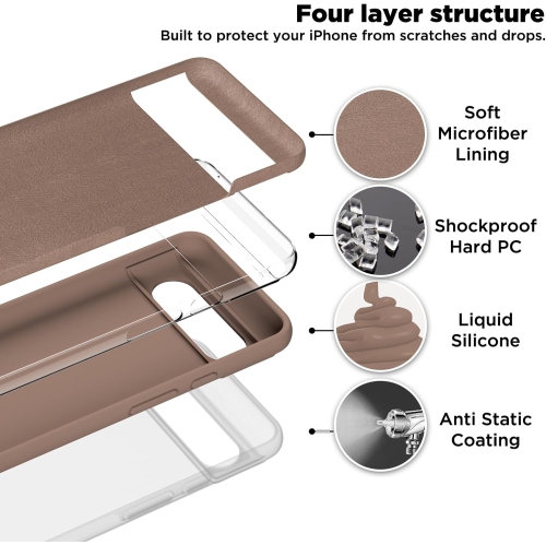 Compatible avec l'étui pour Pixel 8, l'étui en silicone liquide, le couvercle de protection antichoc pour tout le corps,[microfibre douce