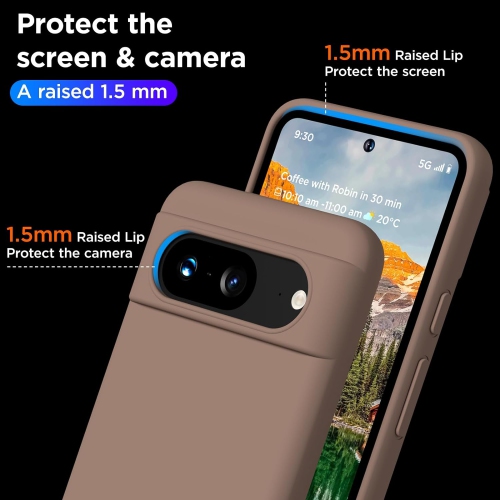 Compatible avec l'étui pour Pixel 8, l'étui en silicone liquide, le couvercle de protection antichoc pour tout le corps,[microfibre douce