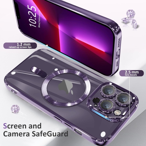 for iPhone 13 Pro Case, iPhone 13 Pro Magnetic Case [Wireless Charging] [Camera Lens Protector], Matallic Glossy