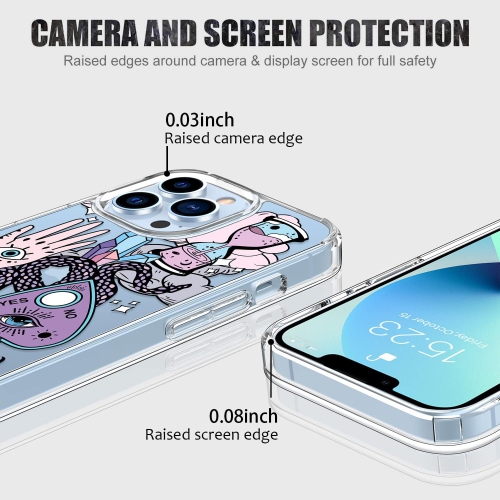 iPhone 13 Pro Max Case with Screen Protector,Clear Cover with Fashion Cute Designs for Women Girls,Slim Fit