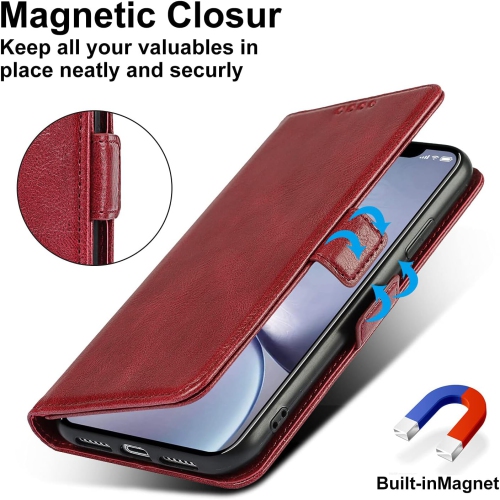 for iPhone XR Case,[Card Slots][Wrist Strap] for iPhoneXR Case,PU Leather Wallet Case Magnetic Closure Flip