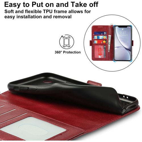 for iPhone XR Case,[Card Slots][Wrist Strap] for iPhoneXR Case,PU Leather Wallet Case Magnetic Closure Flip