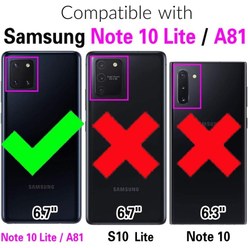 Compatible avec l'étui portefeuille pour Galaxy Note 10 Lite de Samsung et le porte-carte en verre trempé à rabat