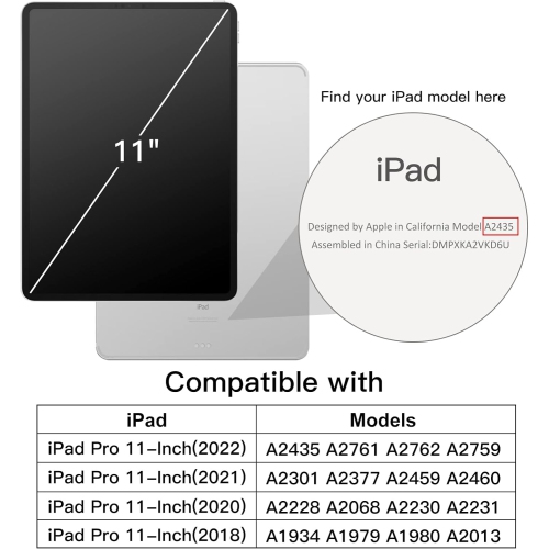 Case for iPad Pro 11-Inch, 2022/2021/2020/2018 Model, Compatible with Pencil, Cover Auto Wake/Sleep (Matcha