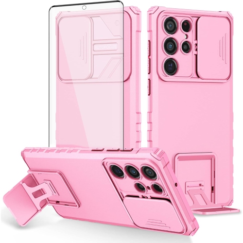 Phone Case for Samsung Galaxy S22 Ultra 5G with Tempered Glass Screen Protector and Slide Camera Cover