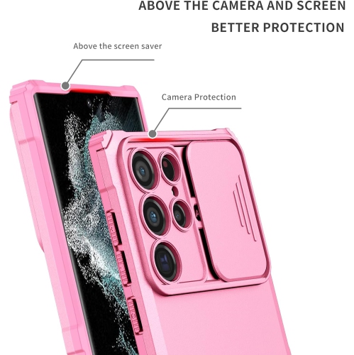 Phone Case for Samsung Galaxy S22 Ultra 5G with Tempered Glass Screen Protector and Slide Camera Cover
