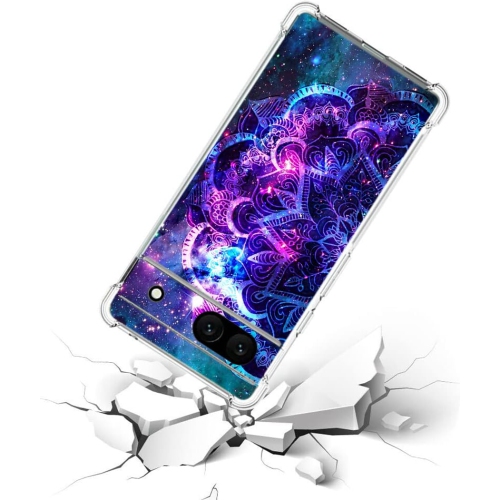 Google Pixel 7a Case,Purple Mandala Galaxy Sky Drop Protection Shockproof Case TPU Full Body Protective
