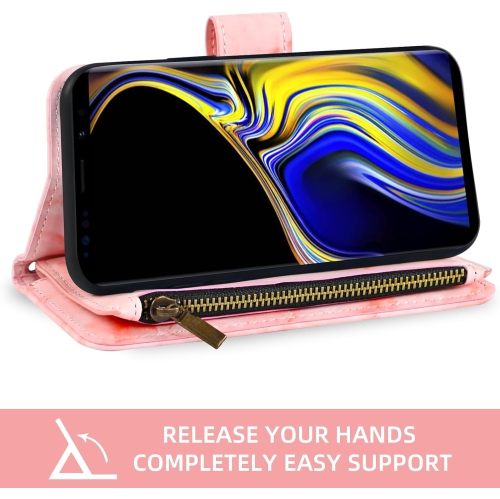 Étui de téléphone pour Galaxy Note 9 de Samsung avec protecteur d'écran en verre trempé et cuir marbré