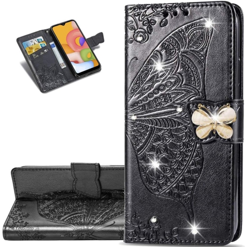 Image 1 of 5.. Samsung Galaxy Note 10 Plus Case Bling Diamond Butterfly Embossed Wallet Flip PU Leather Magnetic Card Slots