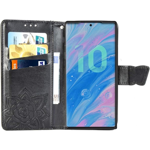 Étui pour Galaxy Note 10 plus de Samsung Diamond Bling papillon en relief Portefeuille Flip cuir pu fentes pour cartes magnétiques
