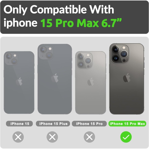Clear Case for iPhone 15 Pro Max Case with Ring Stand,Transparent Cover with Hand Strap and Kickstand,Support