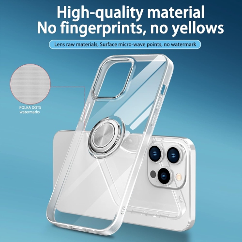 Clear Case for iPhone 15 Pro Max Case with Ring Stand,Transparent Cover with Hand Strap and Kickstand,Support