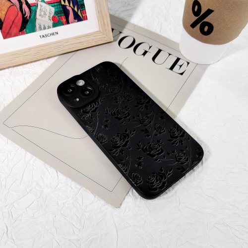 Compatible for iPhone 15 Plus Case Cute Cool Flower Floral Black Design for Girls Women Soft TPU Shockproof