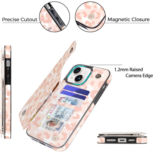 Compatible with iPhone 15 Plus 6.7 inch Wallet Case with Card Holder Slot Folio Flip PU Leather Kickstand Double