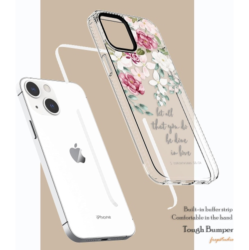 Clear Case Compatible with iPhone 13,Girls Women Roses Inspirational Scripture Bible Verses Christian Quotes