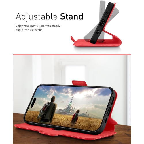 iPhone 15 Case Wallet, Slim PU Leather iPhone 15 Phone case【Card Holder】【Kickstand】【RFID Blocking】【TPU Inner