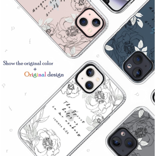 Clear Case Compatible with iPhone 13,Girls Women Liney Roses Inspirational Scripture Bible Verses Christian