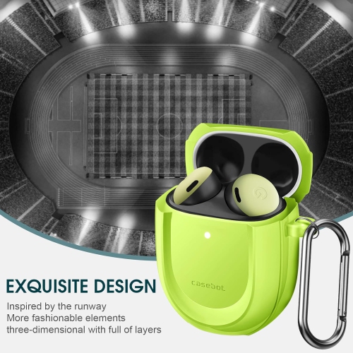 Case Cover for Google Pixel Buds Pro 2022, Rugged Shield Protective Skin [Front LED Visible], Lime Green Glow